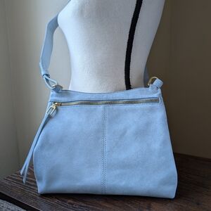 HOBO Cambel Crossbody Sky Blue Buffed Leather Bag Purse